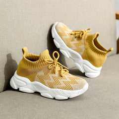 Boy's Comfy Breathable Sock Shoes Non Slip Lace Up Soft Sole Sneakers