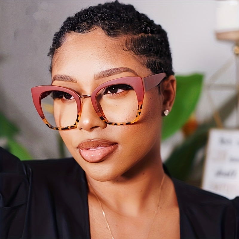 Cat Eye Clear Lens Glasses For Women Men Mod Block Rivet
