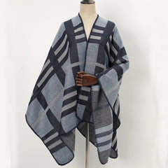 Dark Plaid Scarf Winter Warm Large Blanket Shawl Casual Wrap Accessory