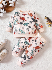 Baby Boy Dinosaur Full Print Sweatshirt Trousers Set