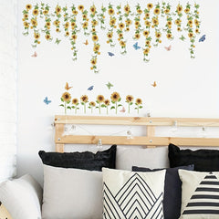 Sunflower Vine Butterfly Wall Decals