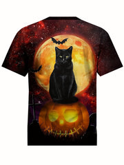 Cat Pumpkin Bat Men's Halloween Tee