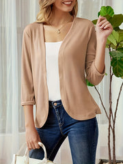Ribbed Knit 3/4 Sleeve Cardigan for Women