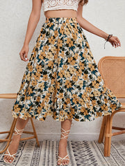 Floral Print Elastic Waist Skirt for Spring & Summer