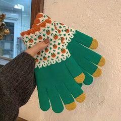 Pair of Touch Screen Gloves Winter Thickened Warm Knitted Riding Gloves