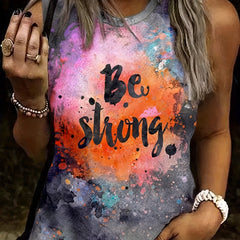 Graffiti Letter Print Tank Top Sleeveless Crew Neck Summer Casual Top
