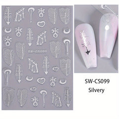 Marble Line Silver Moon Flame Nail Sticker