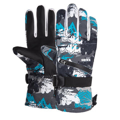Men's Zipper Ski Gloves Thickened Velvet Windproof for Outdoor Sports