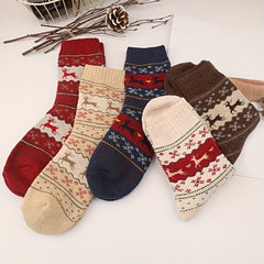 Elk Print Christmas Mid Tube Socks Women's Stockings