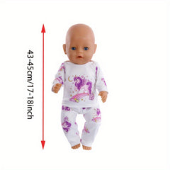 Newborn Doll Pajamas Set for 17-18 inch Dolls, Ages 3-6