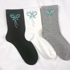 Butterfly Rhinestone Socks Crew Socks Women's Stockings