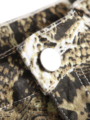 Men's Slim Snakeskin Print Cotton Jeans
