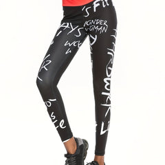 Letter Print High Waist Summer Leggings