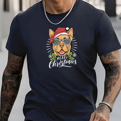 Men's Dog Pattern Shirt Breathable Casual Tee Top