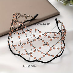 Bridal Headband Mesh Faux Pearl Crystal Headpiece Wedding Hair Accessories