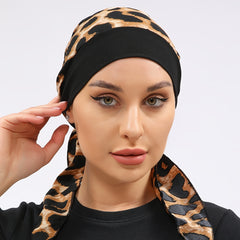 Leopard Print Turban Head Scarf Beanie Cap Chemo Hat
