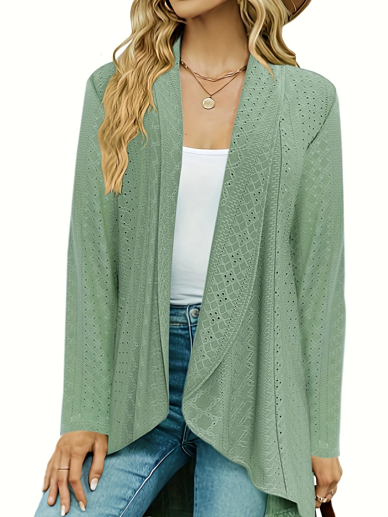 Eyelet Embroidered Cardigan Long Sleeve