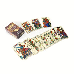 Spanish Tarot Deck with Red Sun Patterns