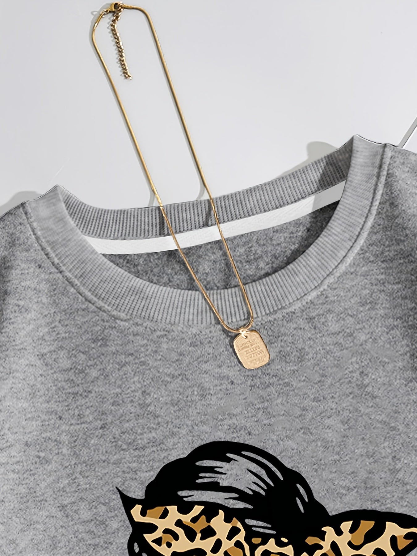 Girl Graphic Print Pullover Crew Neck Sweatshirt