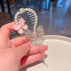 Rhinestone & Pearl Hair Claw Clip for Women Girls
