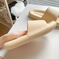 Women's Solid Pillow Slides Slip On Open Toe Soft Sole Home Comfy Slides