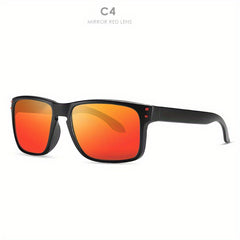 Men's Square Polarized Sunglasses Reflective Mirror Coated Film Glasses