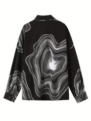 Women's Plus Graphic Print Lantern Sleeve Blouse
