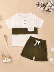 Colorful T-shirt & Shorts Set for Toddler Boys