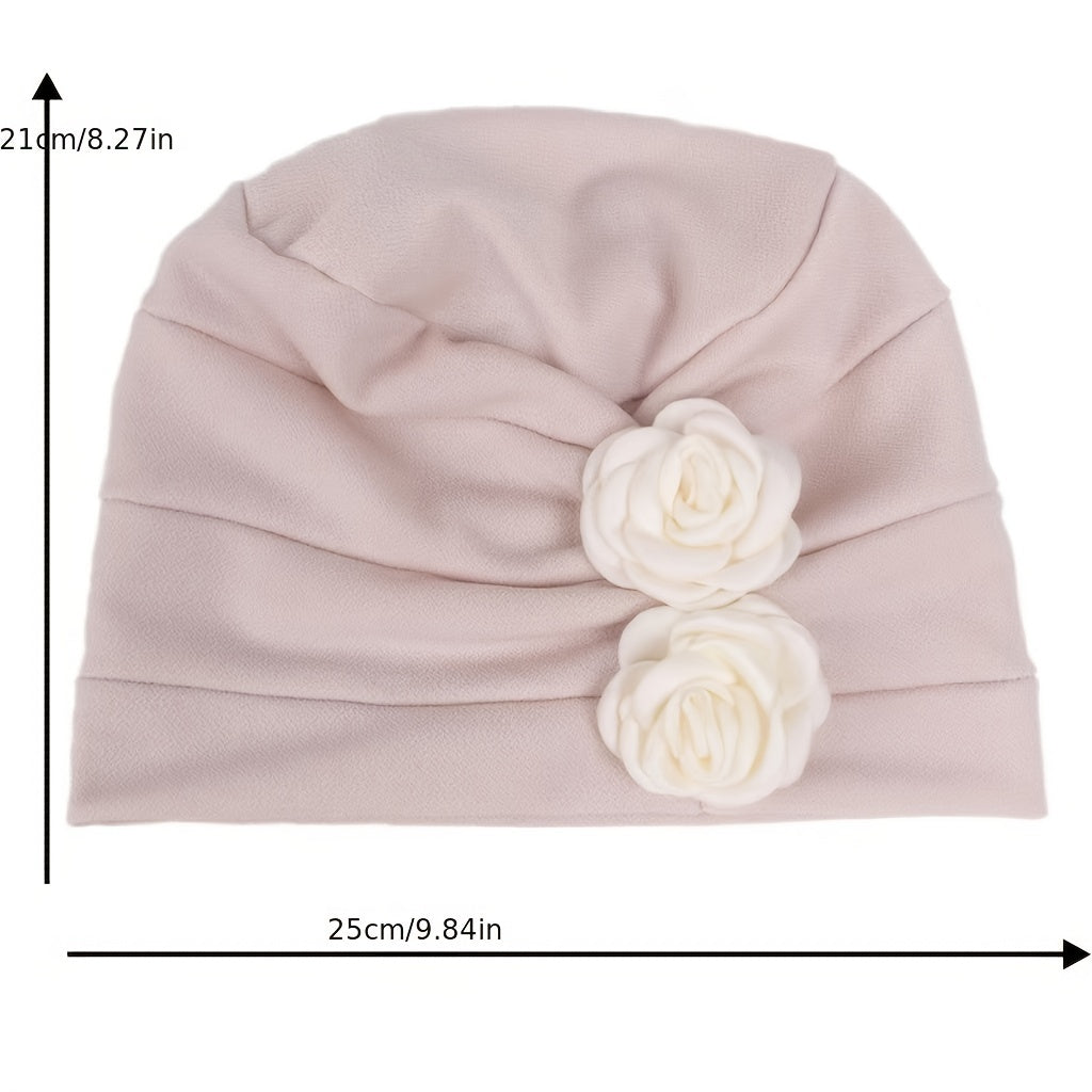 Solid Turban Cap Hair Caps Women's Flower Headwear Beanies Chemo Hat