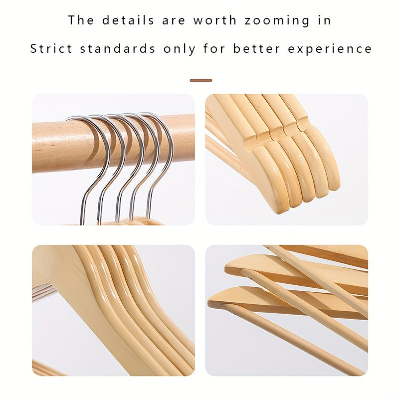 Non-Slip Wooden Clothes Hangers - Solid Wood Hangers for Closet