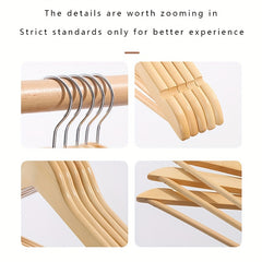 Non-Slip Wooden Clothes Hangers - Solid Wood Hangers for Closet