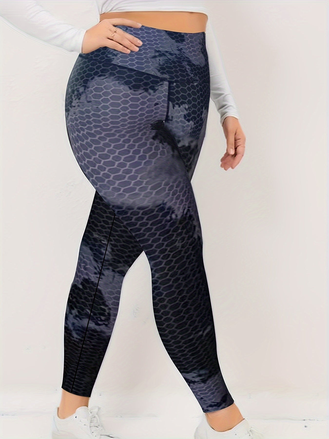 Tie Dye Bubble Textured Sports Leggings Wide Waistband