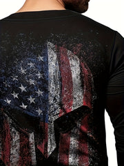 Helmet Print Men's Long Sleeve Novelty T-shirt for Autumn