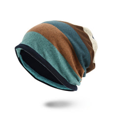 Soft Sleeping Cap Beanie Hat Unisex Stretch Stripe Cap Multifunction Headwear