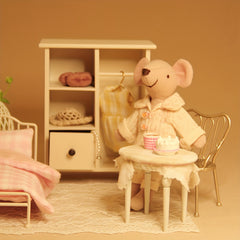 1:12 Scale French Wooden Wardrobe Display BJD Scene Ornament with Stickers