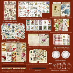 Journal Sticker 265 Pieces Set DIY Scrapbook Retro Hand Account Material Art