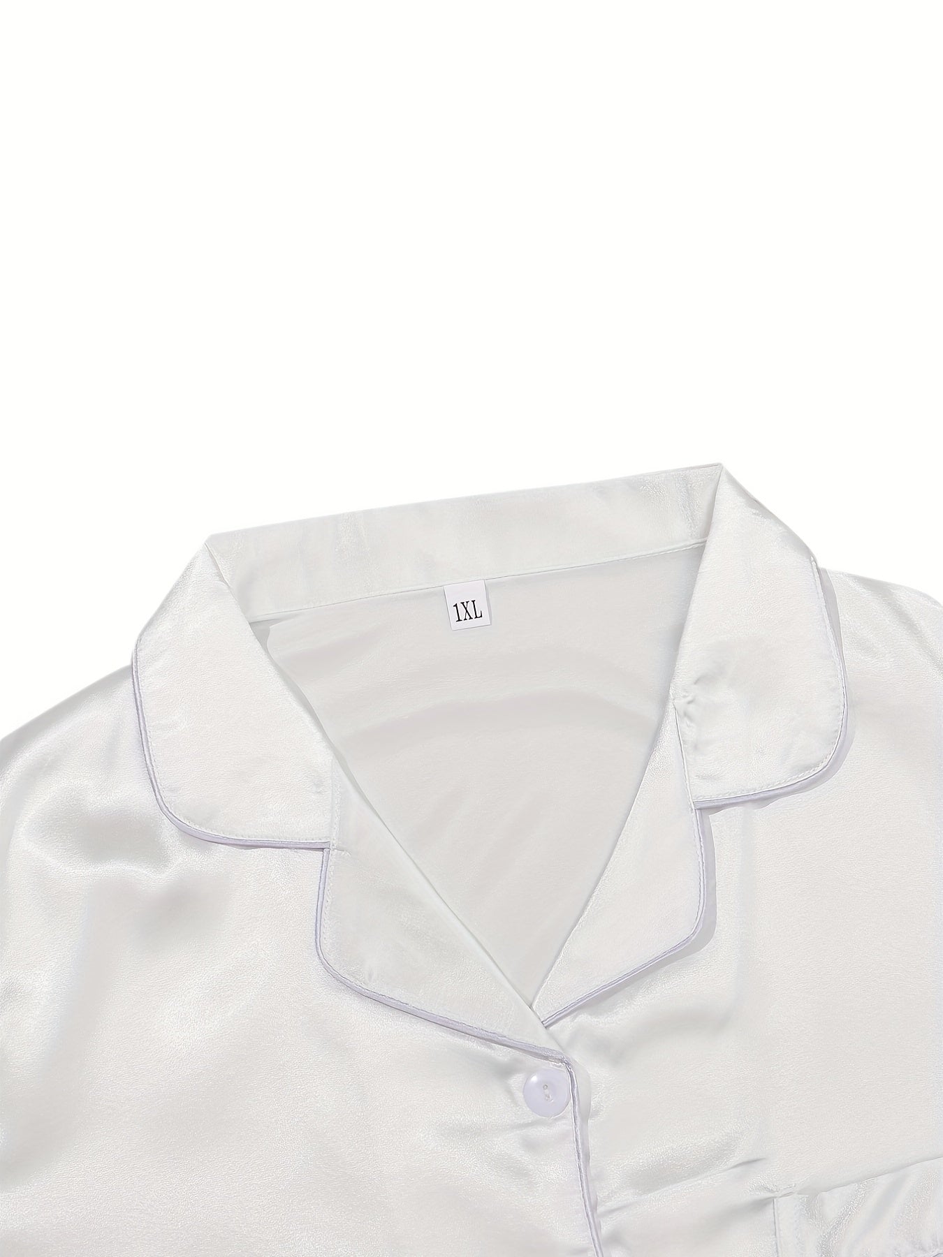 Pajama Set Satin Short Sleeve Shirt & Shorts Home Wear Two Piece