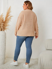Solid Long Sleeve Knit Top Round Neck Sweater
