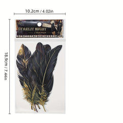 5pcs PET Hot Stamping Angel Feather Stickers Retro Feather Journal Collage