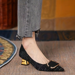 Women's Chunky Heeled Pumps Breathable Slip-on High Heels