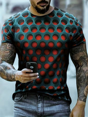 3D Dense Hole Pattern Vision Illusion Graphic Tee for Men