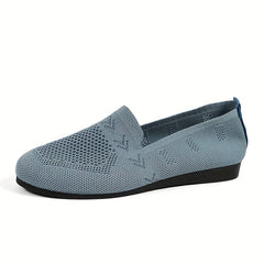 Women's Lightweight Knitted Flat Shoes Soft Sole Casual Slip-On Flats