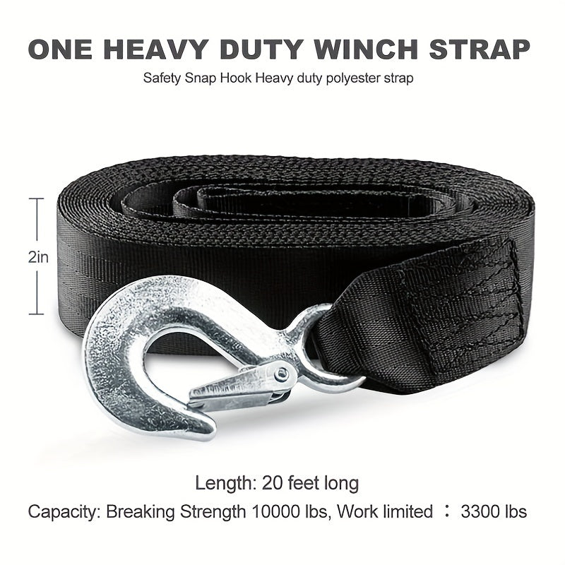 Outdoor Rescue Trailer Rope Car Traction Rope Manual Winch Webbed Rope