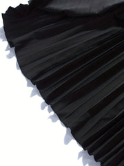 V-Neck Summer Dress Solid Color Pleated