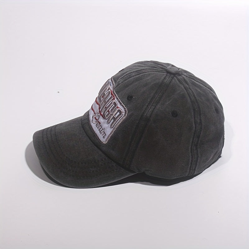 Washed Alphabets Embroidery Baseball Cap Breathable Peaked Cap