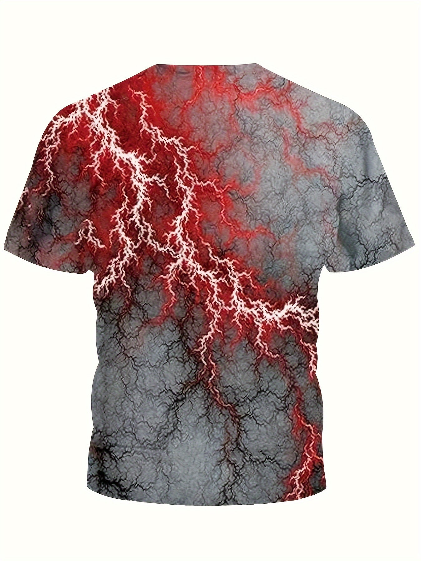 Red Lightning Print Short Sleeve T shirt 3D Print Pullover Sports Gift