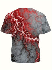 Red Lightning Print Short Sleeve T shirt 3D Print Pullover Sports Gift