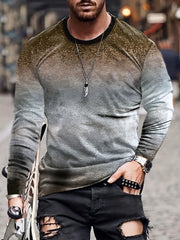Gradient Men's Long Sleeve Vintage Novelty T-shirt For Autumn