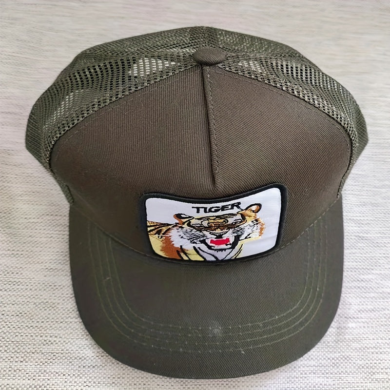 Embroidered Tiger Net Baseball Cap Men Women Hip hop Peaked Cap