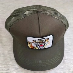Embroidered Tiger Net Baseball Cap Men Women Hip hop Peaked Cap